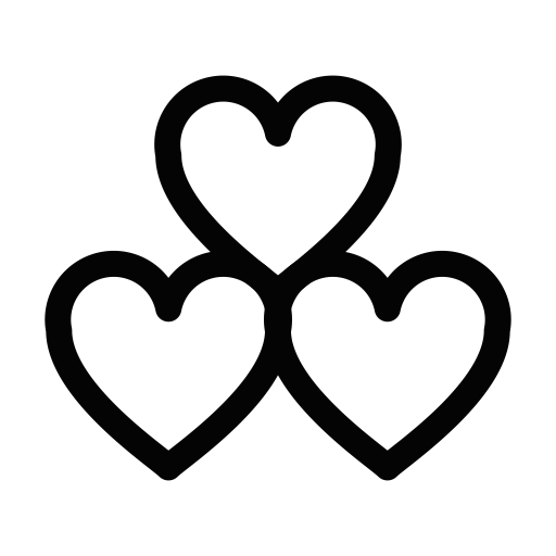 A set of three overlapping hearts representing folks practicing ethical nonmonogamy.