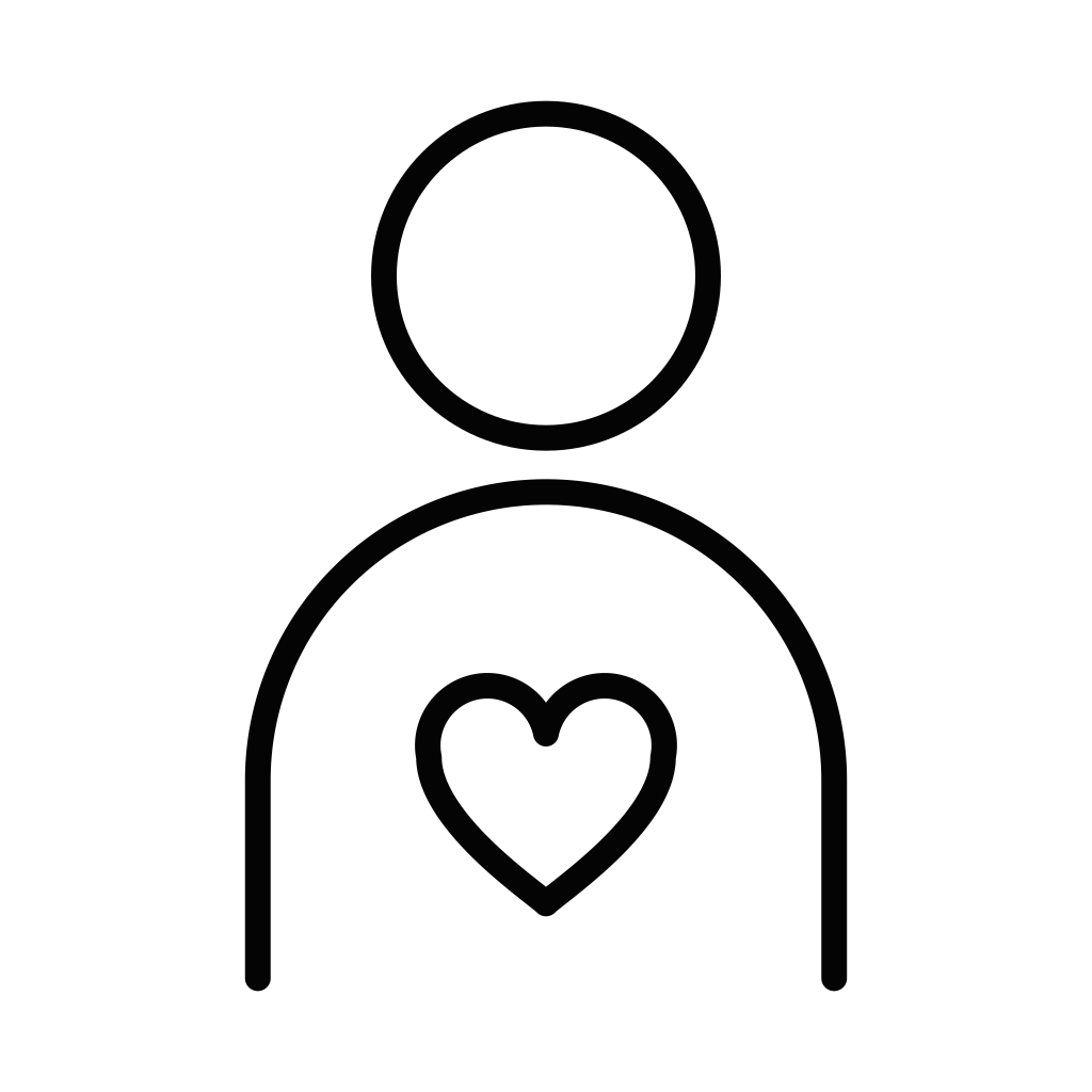 A person with a heart inside them, representing individual counseling.